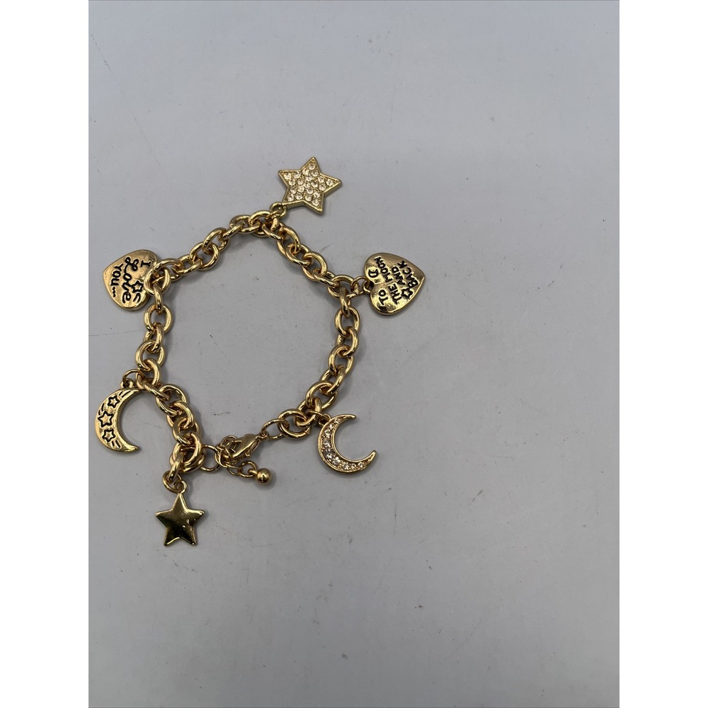 Love you to the Moon and Back Charm Bracelet gold tone